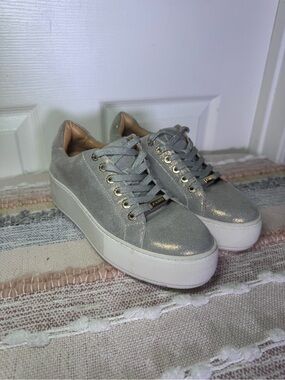 J/SLIDES Silver Metallic Platform Sneakers